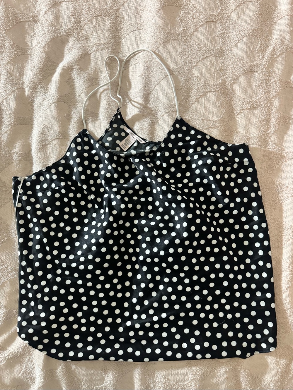 Victoria's Secret Black & White Polka Dot Satin Cami
